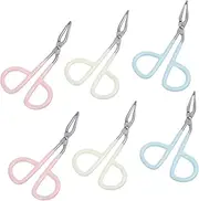 PACKOVE 6Pcs Eyebrow Tweezers Stainless Steel Clip Tweezers with Unique Scissors Design for Easy Eyebrow Grooming Portable and Easy to Clean for Home and Professional Use