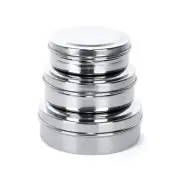 Stainless Steel Storage Container- 300ML,480ML,600ML, 3 Pieces, Silver