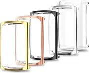 Simpeak 5-Pack Soft Screen Protector Bumper Case Compatible with Fitbit Charge 6 Charge 5 Smartwatch, Full Protection, Rose Pink/Clear/Silver/Black/Rose Gold