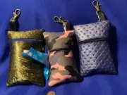 Lot 3 NEW Dog Poo Bag Holders with bags Swivel clip faux leather zip Free ship