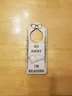 Go Away I'm Reading Do Not Disturb Engraved Door Hanger Sign 8 Colors