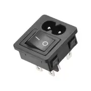 C8-8 Panel Mount Plug Adapter AC250V 2.5A 2P 2mm Buckle IEC Inlet w 4p Switch