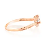 Natural Pear Shape Morganite 6x4mm & small Diamonds in 9ct Yellow Gold, Q