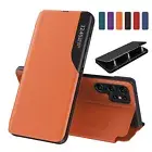 For Samsung S25 S24 S23 Ultra S22 S21 S20+ FE Smart Window View PU Leather Case