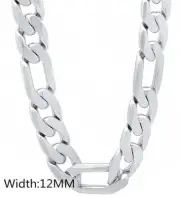 Cuban Link Chain Necklace 12mm Silver Color Chains 45-75cm Men Necklaces Jewelry