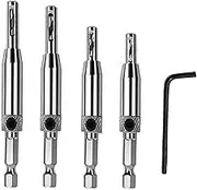 Janzoom 4Pcs Self Centering Hinge Tapper Core Drill Bit Set for Opening Hole-5/64 Inch 7/64 Inch 9/64 Inch 11/64 Inch for Woodworking Window Door Hinge
