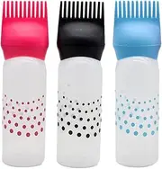 BAZEITFLOW 3Pcs Refillable Hair Dye Bottles with Comb Hair Coloring Containers for Salon Use Leak Shampoo Bottles Blue Red Black for Hair Styling and Application