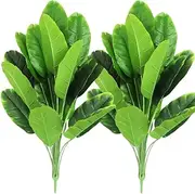 32'' Artificial Palm Plants Leaves, 2 Pcs Faux Tropical Palm Tree Leaf, Artificial Plants Outdoor, Greenery Shrubs Indoor Outside Home Garden Office Verandah Wedding Décor (32 Inch)