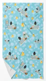 Black Poodle in Bathtub Bath Towel Large Oversized Plush Fitness Body Towel,