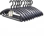 Trrcylp 10 Pack Heavy Duty Hangers Plastic 25 lb Capacity Swivel Hook Clothes Hanger Wide Shoulder Non Slip Thick Coat Hanger (Black)