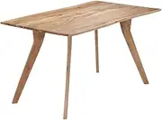 'vidaXL Solid Acacia Wood Dining Table - Rustic Live Edge Style, Easy to Assemble, Brown Rectangular Dinner Table for Home or Restaurants, Scandinavian Design