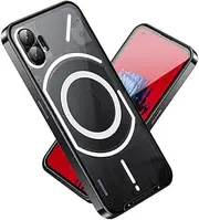Metal Bumper Case for Nothing Phone 2 Case Compatible with MagSafe Ultra Slim Frosted PC Matte Back [Safety Lock] Military Grade Drop Tested Phone Case, Black