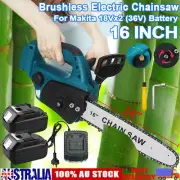 Brushless 16'' Chainsaw Wood Cutter Saw Battery Charger For Makita 18V x2(36V)