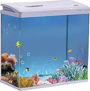 GROZY Aquarium Fish Tank LED Light Top Filter Silent Pump Complete Set 7L 24L 40L 61L (24L White (Size: 37x23x39cm))