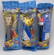 New In Packaging Pokémon Pez Candy Dispenser lot 3 pieces Pikachu/Eevee/ Ball