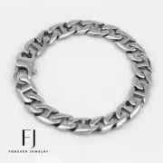 Men's 8.5" Silver Stainless Steel 11mm Solid Curb Chain Bracelet High Polish.Box