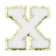 Chenille Letter Patches, Letter x Iron on Patches(White, 5.5 Cm/2.2")