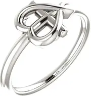 [JewelryWeb] 925 Sterling Silver 3 Polished Religious Faith Cross With Love Heart Youth Ring Size 6.5 Statement-Ring for Women