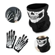 Party Costume Halloween Ghost Gothic Skull Skeleton Bone Gloves Mask Face Cover