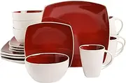Gibson Elite Soho Lounge Reactive Glaze Stoneware Dinnerware Set, Service for 4 (16pc), Red