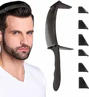 Curved Hair Comb - Curved Tooth Comb, Hair Styling Comb | Adjustable Professional Positioning Comb, Barber Hair Cutting Comb with 6 Brackets, S Shaped Handle Hair Styling Tool for Men Clipper Cuts