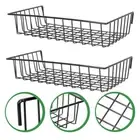 Set of 2 Wall Organizer Baskets Iron Grid for Easy Access and Storage