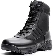 [WIDEWAY] Men's Military Tactical Work Boots Black Combat Boots for Motorcycle Hiking