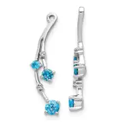 14K White Gold Diamond and Blue Topaz Dangle Earring Jackets