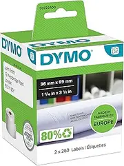 DYMO Authentic LW Large Address Labels 36mm x 89mm Black Print On White 2 Rolls of 260 (520 Easy-Peel Labels) Self-Adhesive For LabelWriter Label Makers/Printers