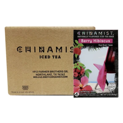 China Mist Berry Hibiscus Iced Tea Bags, 4-Count Box, 6-Pack