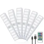 LED Closet Light, 6 Pcs 30LEDs Dimmer Rechargeable Motion Sensor Under Cabine...