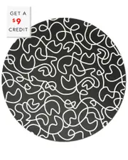 Elizabeth Sutton Home B&W Squiggly Starburst Round Placemats with $9 Credit