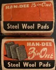 Old Full Unopened Package of Han-Dee 3 in1 Steel Wool Pads C-1950s New Old Stock