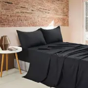 CleverPolly Vintage Washed Microfibre Sheet Set - Black - King