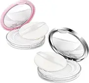 2 Pcs Loose Powder Container with Puff Loose Powder Compact Container Empty Reusable Plastic Empty Powder Case DIY Makeup Powder Case with Mirror and Net Sifter