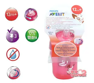 Philips Avent QQ兔吸管水杯260ML＋吸管一組，獨特扭蓋與矽膠吸管完美結合具防脹效果