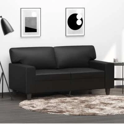 2-Seater Sofa Lounge Couch Futon Chair Modern Fabric Faux Leather Black 120cm