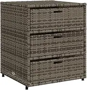Garden Storage Cabinet Grey 55x59x69 cm Poly Rattan - Outdoor Storage Box for Patio, Balcony & Backyard - Durable & Weather-Resistant - Space Saving Solution for Small Gardens