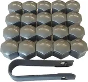 20pcs 21mm Wheel Nut Cap,Wheel Bolt Nut Caps Covers,Hexagonal Tire Nut Covers (Grey)