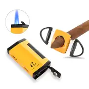 Galiner Butane Cigar Lighter 2 Jet Flame Torch Lighter Punch Metal Cigar Cutter