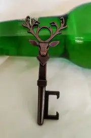 Victorian Trading 2 Blitzen Stag Reindeer Bronze Skeleton Key Bottle Opener 28AD