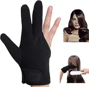 Beautyshow Heat Resistant Gloves for Hair Styling, Professional Heat Resistant Protection Gloves for Hair Styling Curling Wand Flat Iron Unisex Anti-hot Insulation Three Finger Glove (Black)