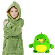 Soft Kids Boy Pets Teddy Bear Nightwear Warm Hoodie Blanket Sweatshirt Ty Green One Size