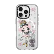 iPhone 16 Pro Clear Case MagSafe Compatible Winter Snow Day Girl with her Cat by Nature Magick