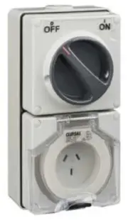 Clipsal 56-SERIES INDUSTRIAL SWITCHED SOCKET 2-Pole 3-Flat Pins GREY- 10A Or 15A