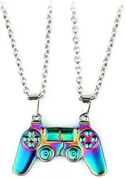 [Fuqimanman2020] 1 Pair Game Controller Couple Pendant Necklace for Couples Lovers Him and Her Best Friend Friend BFF Friendship Punk Jewelry