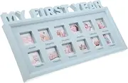 Baby Photo Frame Personalized Growth Record Photo Frame 12 Months Photo Holder Blue