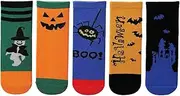 [PAPPNTI] 5 Pairs Halloween Socks Kids Novelty Holiday Socks Boys Funny Crew Socks Girls with Cartoon Patterns