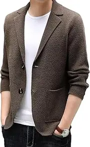 [Generic] Mens Notch Collar Cardigans Two Button Lightweight Sport Coat with Pockets Casual Blazer Suit Jacket