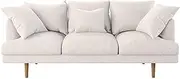 Contemporary Style Fabric Sofa Lounge Couch with Free Three Throw Pillows (Cream White, 3 Seater)